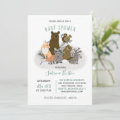 Bossen Baby shower Cute Forest Animals Kaart (Staand voorkant)