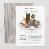 Bossen Baby shower Cute Forest Animals Kaart (Voorkant / Achterkant)