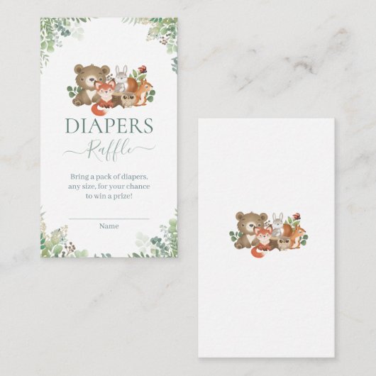 Bossen Baby shower Diapers raffle Enclo Informatiekaartje (Voorkant / Achterkant)