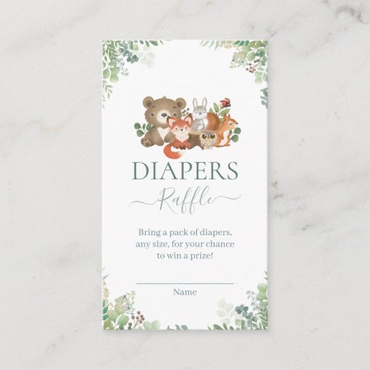 Bossen Baby shower Diapers raffle Enclo Informatiekaartje (Voorkant)