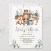 Bossen Baby shower Forest Animals Greenery Gold Kaart (Voorkant)