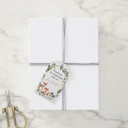 Bossen Baby shower Greenery Forest Animal Cadeaulabel (Met Touw)