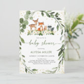 Bossen Baby shower Greenery Forest Animal Kaart (Staand voorkant)