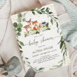 Bossen Baby shower Greenery Forest Animal Kaart<br><div class="desc">Deze uitnodiging heeft betrekking op schattige bosarealen met floreel groen en gouden folie accenten.</div>