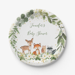 Bossen Baby shower Greenery Forest Animal Papieren Bordje