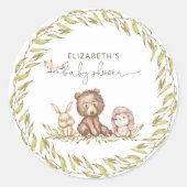 Bossen Baby shower Greenery Forest Animal Ronde Sticker (Voorkant)