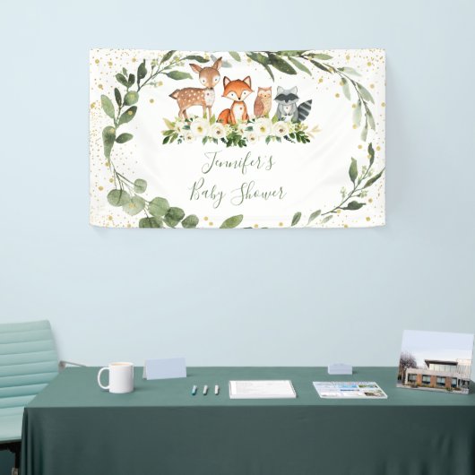 Bossen Baby shower Greenery Forest Animal Spandoek (Beurs)