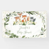 Bossen Baby shower Greenery Forest Animal Spandoek (Horizontaal)