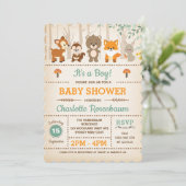 Bossen Baby shower Invitation Forest Animals Kaart (Staand voorkant)