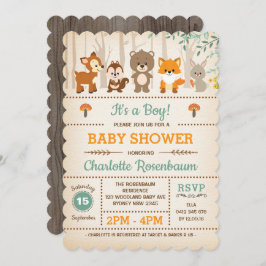 Bossen Baby shower Invitation Forest Animals Kaart
