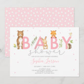 Bossen Baby shower Invitation Forest Animals Kaart (Voorkant / Achterkant)