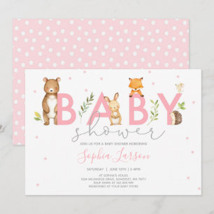 Bossen Baby shower Invitation Forest Animals Kaart