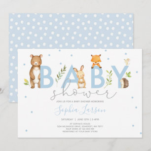 Bossen Baby shower Invitation Forest Animals Kaart