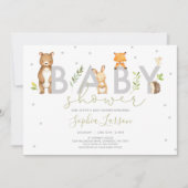 Bossen Baby shower Invitation Forest Animals Kaart (Voorkant)