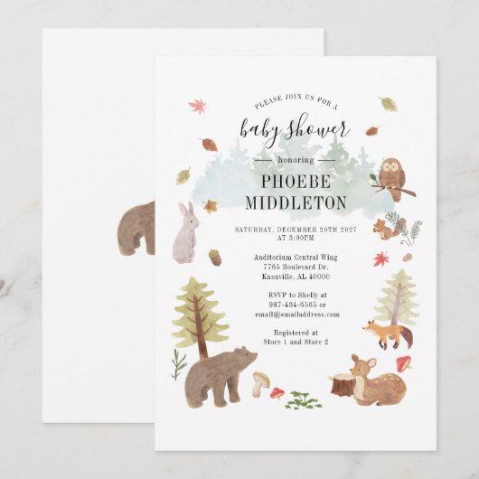 Bossen Baby shower Kaart (Voorkant / Achterkant)