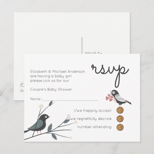 Bossen BABY SHOWER voor paren Uitnodiging Briefkaart (Voorkant / Achterkant)