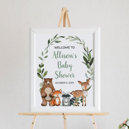 Bossen baby shower welkom bord poster