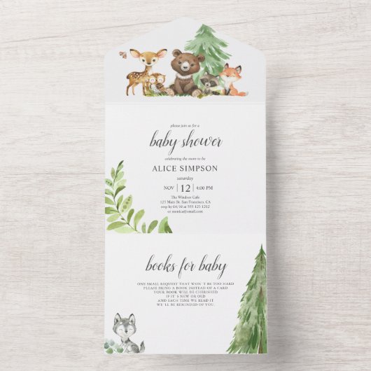 Bossen Baby showers in bossen All In One Uitnodiging (Binnen)