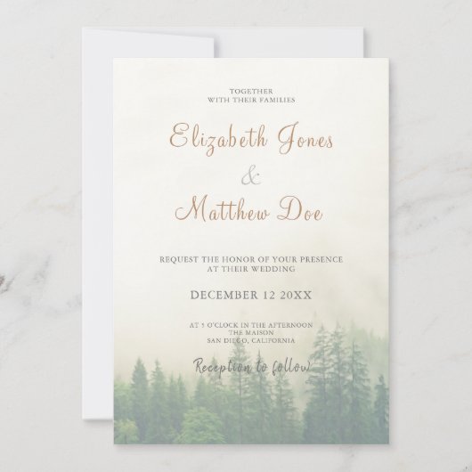 Bossen/Bergdenbomen Rustic Wedding Kaart (Voorkant)