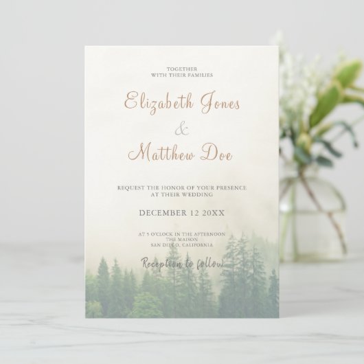 Bossen/Bergdenbomen Rustic Wedding Kaart (Staand voorkant)