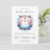 Bossen bewerkbare uil Baby shower Kaart (Staand voorkant)