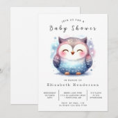 Bossen bewerkbare uil Baby shower Kaart (Voorkant / Achterkant)