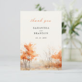 Bossen. Bos in herfst kleuren bruiloft Dank U Bedankkaart (Staand voorkant)