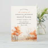 Bossen. Bos in herfstkleuren bruiloft Uitnodiging (Staand voorkant)