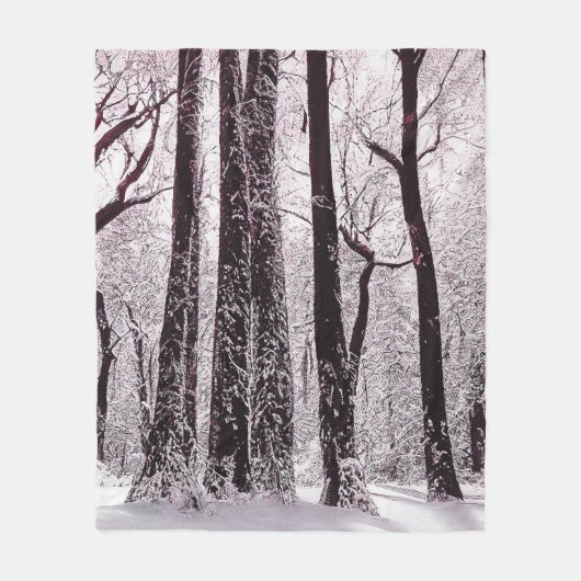 BOSSEN BOS SNEEUWIG WINTERLANDSCHAP FLEECE DEKEN (Voorkant)