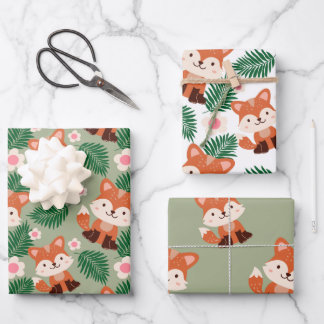 Bossen Bosdieren Fox Floral Ventiag Inpakpapier Vel