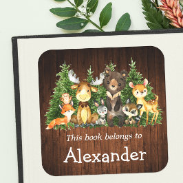 Bossen Bosdieren Hout Print Bookplate Label
