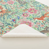 Bossen Bosdieren Mint Green Floral Sherpa Deken (3/4)