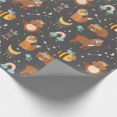 Bossen Bosdieren Owl Deer Kids Birthday Cadeaupapier (Hoek)