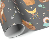 Bossen Bosdieren Owl Deer Kids Birthday Cadeaupapier (Rol Hoek)