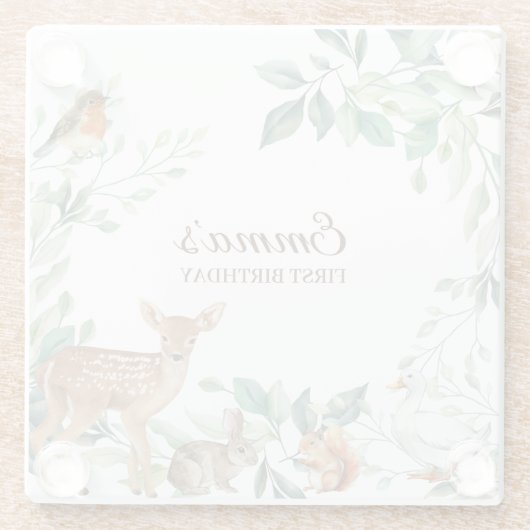 Bossen Bossen eerste verjaardag Glazen Onderzetter (Achterkant)