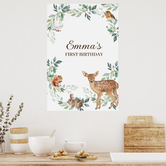 Bossen Bossen eerste verjaardag Poster (Keuken)