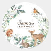 Bossen Bossen eerste verjaardag Ronde Sticker (Voorkant)