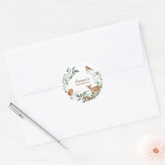 Bossen Bossen eerste verjaardag Ronde Sticker (Envelop)