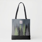 Bossen Bossen Pine Trees met Monogram Tote Bag (Voorkant)