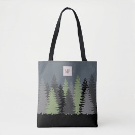 Bossen Bossen Pine Trees met Monogram Tote Bag