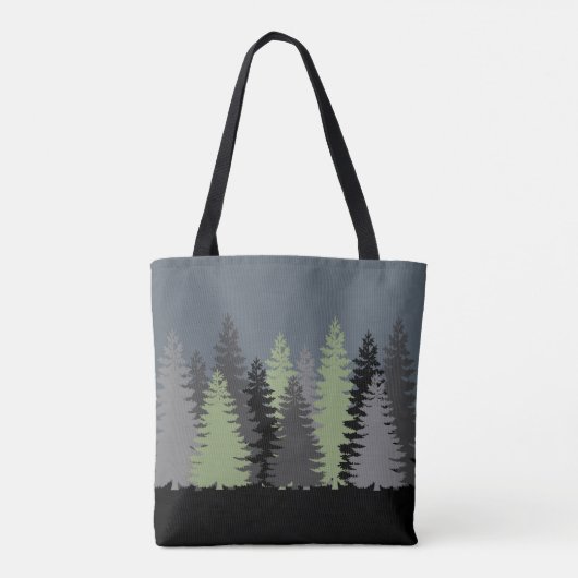 Bossen Bossen Pine Trees met Monogram Tote Bag (Achterkant)