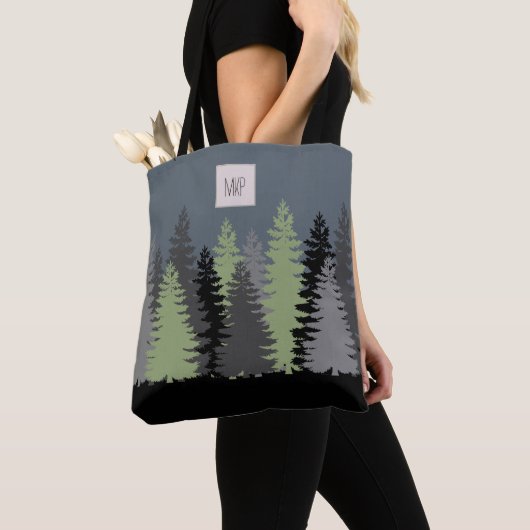 Bossen Bossen Pine Trees met Monogram Tote Bag (Dichtbij)
