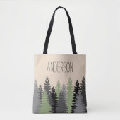 Bossen Bossen Pine Trees met naam Tote Bag (Voorkant)