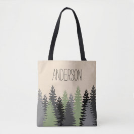 Bossen Bossen Pine Trees met naam Tote Bag