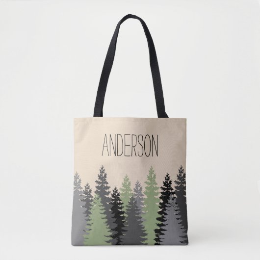 Bossen Bossen Pine Trees met naam Tote Bag (Voorkant)
