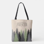 Bossen Bossen Pine Trees met naam Tote Bag (Achterkant)