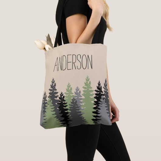 Bossen Bossen Pine Trees met naam Tote Bag (Dichtbij)
