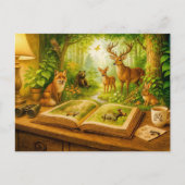 Bossen die uit het open boek oprijzen feestdagenkaart (Voorkant)