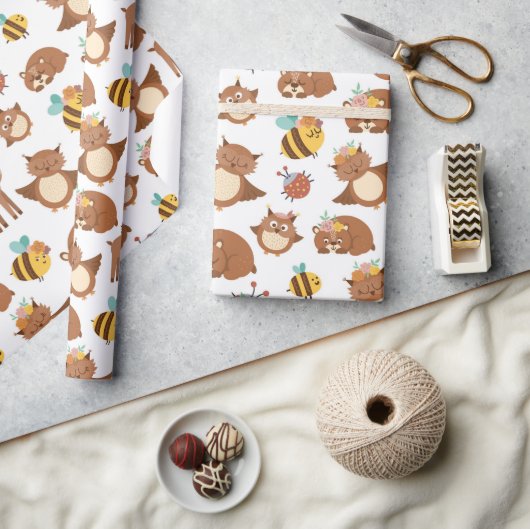 Bossen Dieren Fox Deer Kids Birthday Cadeaupapier (Crafts)