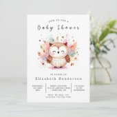 Bossen digitale uil Baby shower Kaart (Staand voorkant)